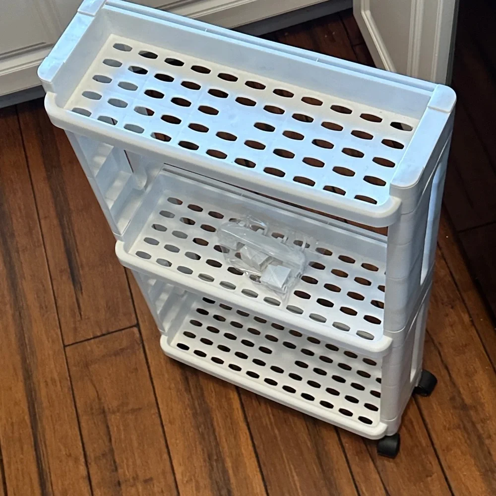 White Rolling Storage Cart With Hanger Option 25.5